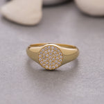 Load image into Gallery viewer, 14K Solid Gold Pave Signet Ring Y125