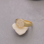 Load image into Gallery viewer, 14K Solid Gold Pave Signet Ring Y125