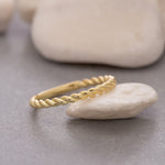 Load image into Gallery viewer, 14K Solid Gold Rope Ring Y128