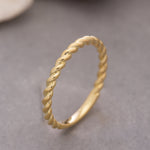 Load image into Gallery viewer, 14K Solid Gold Rope Ring Y128