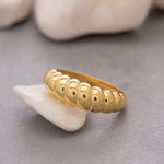 Load image into Gallery viewer, 14k Solid Gold Croissant Dome Ring Y130