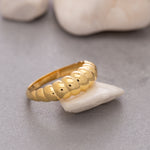 Load image into Gallery viewer, 14k Solid Gold Croissant Dome Ring Y130