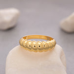 Load image into Gallery viewer, 14k Solid Gold Croissant Dome Ring Y130