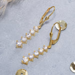 Load image into Gallery viewer, 14K Solid Gold Five Stone Earrings E5