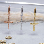 Load image into Gallery viewer, 14K Solid Gold Cross Earrings E17