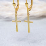 Load image into Gallery viewer, 14K Solid Gold Cross Earrings E11