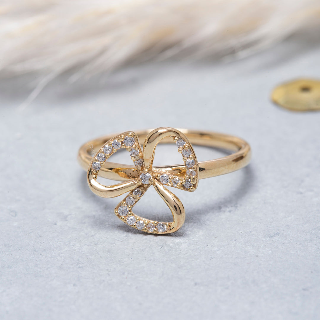 14K Solid Gold Flower Ring Y77