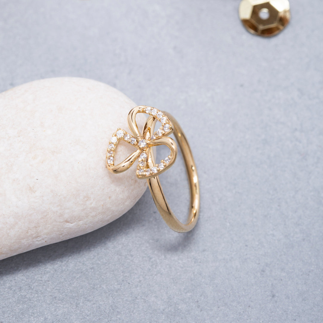 14K Solid Gold Flower Ring Y77