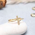 Load image into Gallery viewer, 14K Solid Gold Cross Ring Y76
