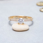 Load image into Gallery viewer, 14K Solid Gold Solitaire Ring T18