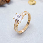 Load image into Gallery viewer, 14K Solid Gold Baguette Ring B6