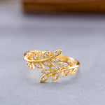 Load image into Gallery viewer, 14K Solid Gold Olive Leaf Ring Y134