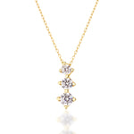 Load image into Gallery viewer, 14K Solid Gold Three Stone Solitaire Necklace K131