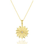 Load image into Gallery viewer, 14K Solid Gold Sun Necklace K143