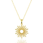 Load image into Gallery viewer, 14K Solid Gold Sun Necklace K146