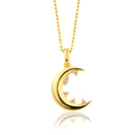 Load image into Gallery viewer, 14K Solid Gold Moon Star Necklace K151