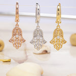 Load image into Gallery viewer, 14K Solid Gold Hamsa Earrings E23
