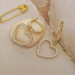 Load image into Gallery viewer, 14K Solid Gold Stone Heart Earrings E21