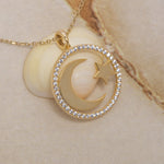 Load image into Gallery viewer, 14K Solid Gold Moon Star Necklace K96