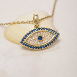 Load image into Gallery viewer, 14K Solid Gold Evil Eye Necklace K93