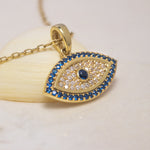 Load image into Gallery viewer, 14K Solid Gold Evil Eye Necklace K93