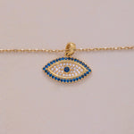 Load image into Gallery viewer, 14K Solid Gold Evil Eye Necklace K93