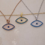 Load image into Gallery viewer, 14K Solid Gold Evil Eye Necklace K93