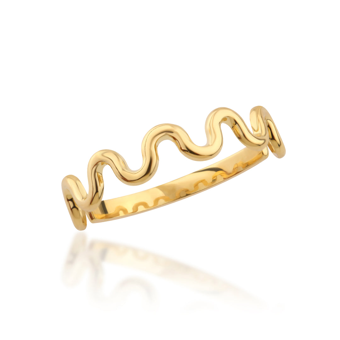 14K Solid Gold Wave Ring Y311