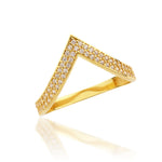 Load image into Gallery viewer, 14K Solid Gold V Ring Y317