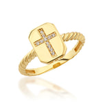 Load image into Gallery viewer, 14K Solid Gold Cross Ring Y327