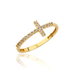 Load image into Gallery viewer, 14K Solid Gold Cross Ring Y328