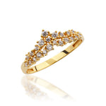 Load image into Gallery viewer, 14K Solid Gold Vintage Style V Shape Princess Crown Ring Y357