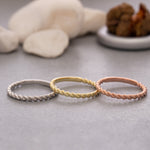 Load image into Gallery viewer, 14K Solid Gold Rope Ring Y128