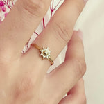 Load and play video in Gallery viewer, 14K Solid Gold Sun Ring Y326