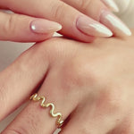 Load and play video in Gallery viewer, 14K Solid Gold Wave Ring Y311