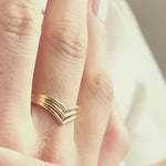 Load and play video in Gallery viewer, 14K Solid Gold V Ring Y321