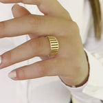Load and play video in Gallery viewer, 14K Solid Gold Wide Band Ring Y273