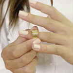 Load and play video in Gallery viewer, 14K Solid Gold Wide Band Ring Y274
