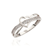 4K Solid Gold Band Heart Ring Y354