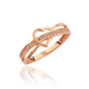4K Solid Gold Band Heart Ring Y354