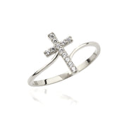 14K Solid Gold Cross Ring Y316