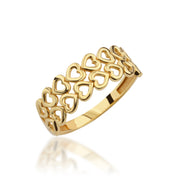 14K Solid Gold Heart Ring Y289