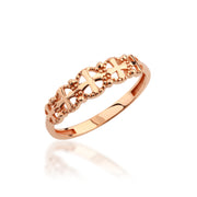 14K Solid Gold Band Cross Ring Y300