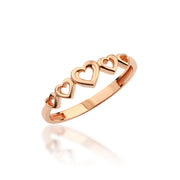 14K Solid Gold Heart Ring Y290