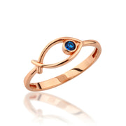 14K Solid Gold Fish Ring Y324