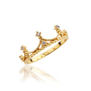 14K Solid Gold Crown Ring Y299