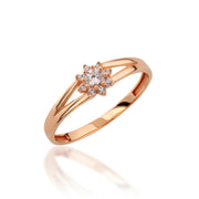 14K Solid Gold Flower Ring Y368