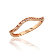 14K Solid Gold Wave Ring Y350