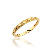 14K Solid Gold Band Cross Ring Y306