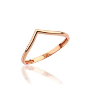 14K Solid Gold V Ring Y298